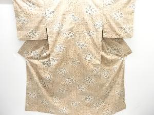 松皮菱に花唐草模様織り出し手織り紬着物